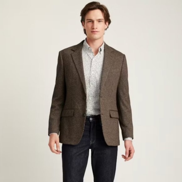 NEVER WORN Bonobos Jetsetter Knit Blazer in Chocolate Brown Houndstooth - Picture 1 of 6
